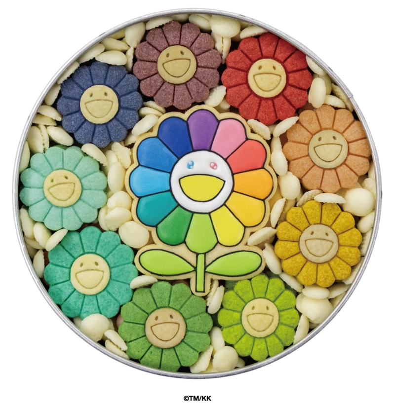 レインボーお花のクッキー缶の画像